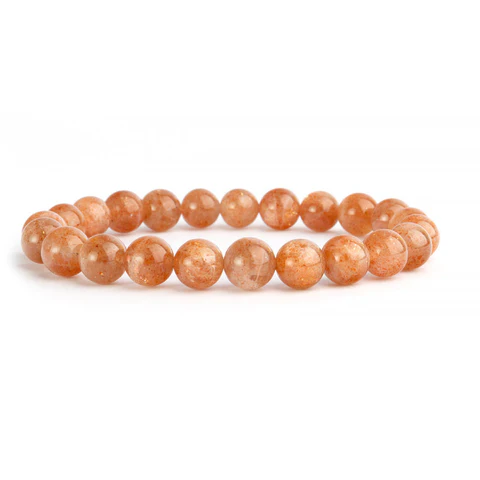 Bracelet boule 4 et 8 mm en PIERRE DE SOLEIL – Joie de vivre et énergie rayonnante