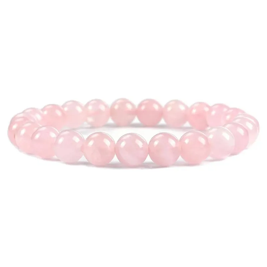 Bracelet boule 8 mm en QUARTZ ROSE – Amour, tendresse et guérison du cœur