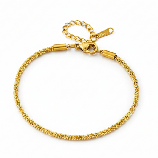 Bracelet doré en acier inoxydable 316L à maille choux-fleur.