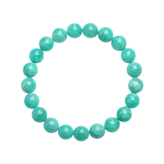 Bracelet boule 6,8 et 10 mm en AMAZONITE (TIANHE) – Pierre de calme et d’expression