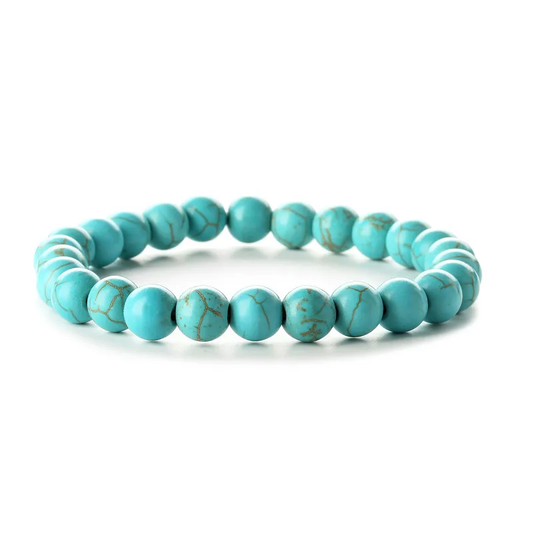 Bracelet boule 4 et 8 mm en TURQUOISE  – Sérénité et communication