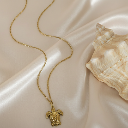 Collier pendentif tortue tendance en acier inoxydable 316L doré, avec chaîne maille cubaine, bijou chic et bohème pour femme