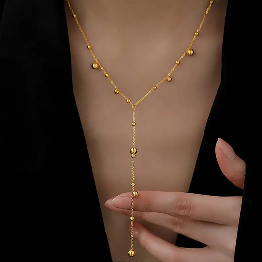Collier Cravate Perlé PARIS – Acier Inoxydable Doré