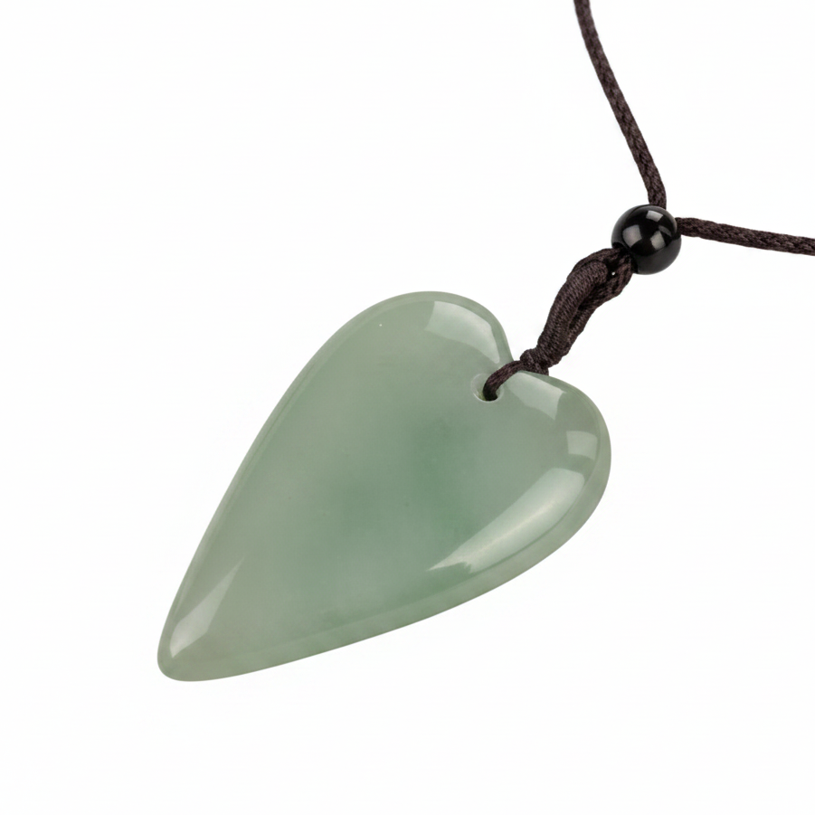 Collier pendentif cœur en aventurine naturelle.
