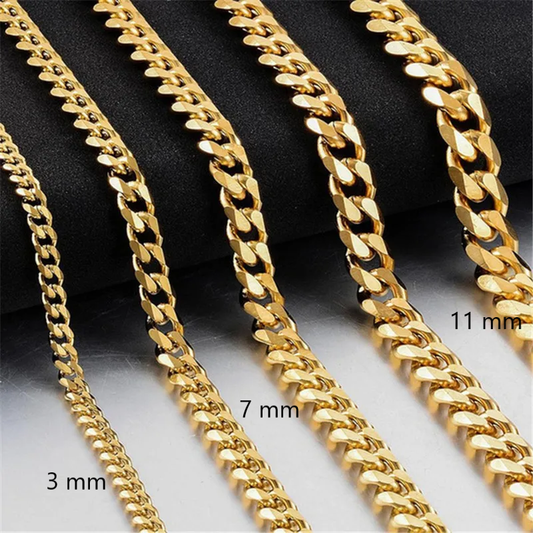Collier KISS –  Chaîne de 60 cm en acier chirurgical doré