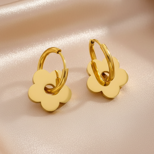 Créoles Fleur JOY – Acier chirurgical doré