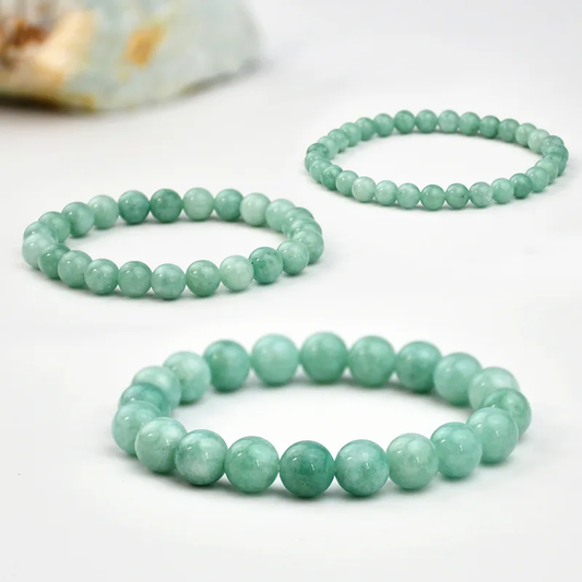 Bracelet vert, boule 6, 8 et 10 mm en jade, pierre d’équilibre et de sérénité
