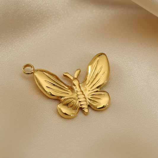 Pendentif papillon en acier inoxydable doré, style bohème et tendance