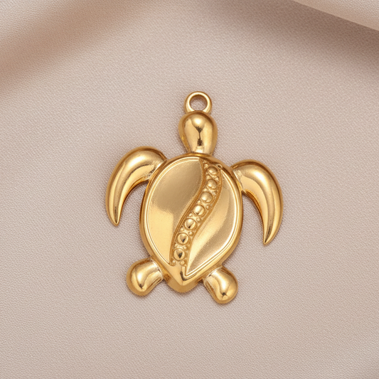 Pendentif tortue en acier inoxydable doré, bijou tendre et tendance