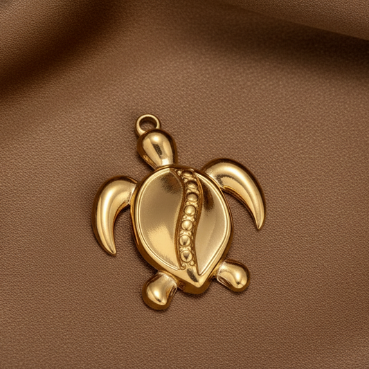 Pendentif tortue en acier inoxydable 316L doré, bijou tendre et tendance.