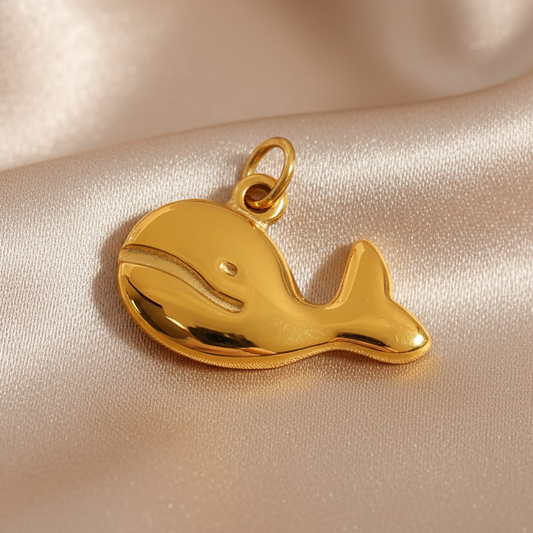 Pendentif baleine en acier inoxydable doré, bijou tendre et tendance
